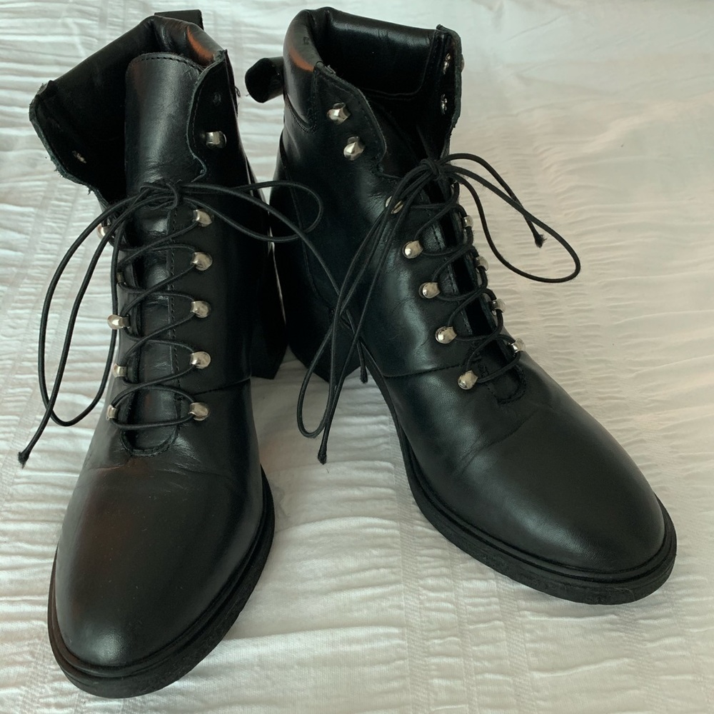 Black combat boots